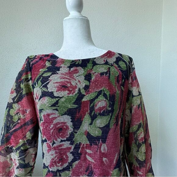 Y2K Metallic Floral Tunic Shirt Pullover QVC Loose Fitting - Picture 3 of 13